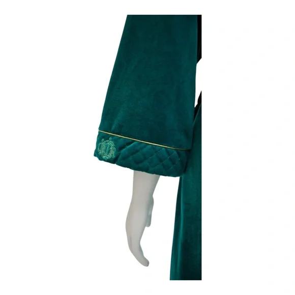Christian Dior Vintage Bath Robe Teal with Gold trim & details SZ S - Picture 5 of 7
